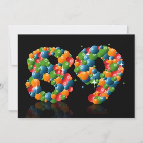89th Birthday party with bubbles and balls Invitation