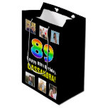 [ Thumbnail: 89th Birthday: Rainbow “89“, Custom Photos & Name Gift Bag ]
