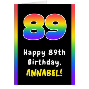 89th Birthday: Rainbow Spectrum # 89, Custom Name Card