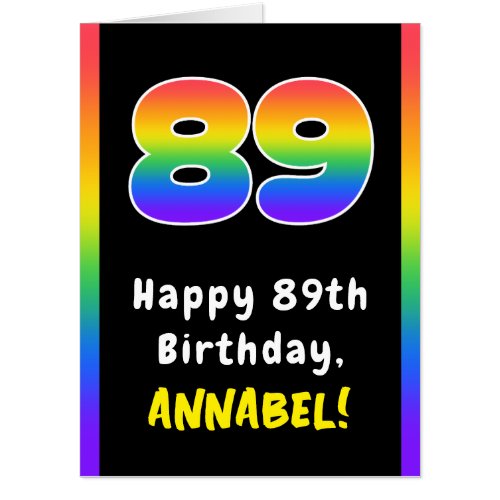 89th Birthday Rainbow Spectrum  89 Custom Name Card