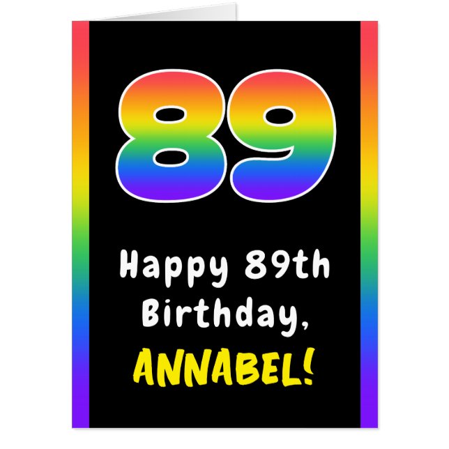89th Birthday: Rainbow Spectrum # 89, Custom Name Card (Front)
