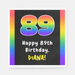 [ Thumbnail: 89th Birthday: Rainbow Spectrum # 89, Custom Name Napkins ]