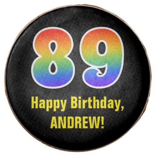 89th Birthday _ Rainbow Spectrum Pattern Number 89 Chocolate Covered Oreo