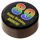 89th Birthday - Rainbow Spectrum Pattern Number 89 Chocolate Covered Oreo (Angled)