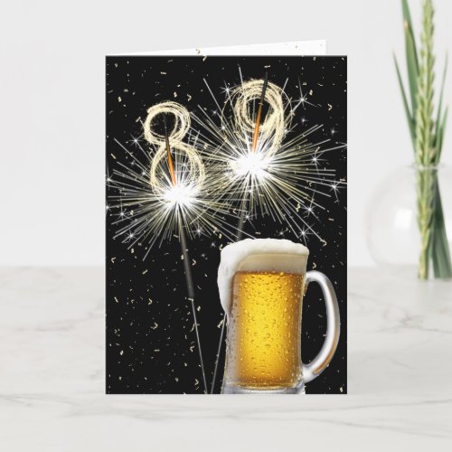 89th Birthday Sparklers With Beer Mug Card