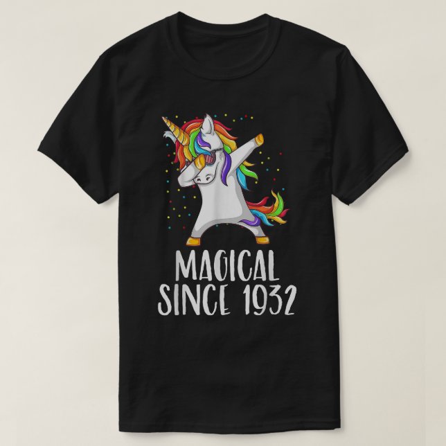 89th birthday, unicorn dab, Magical since 1932 T-S T-Shirt (Design Front)