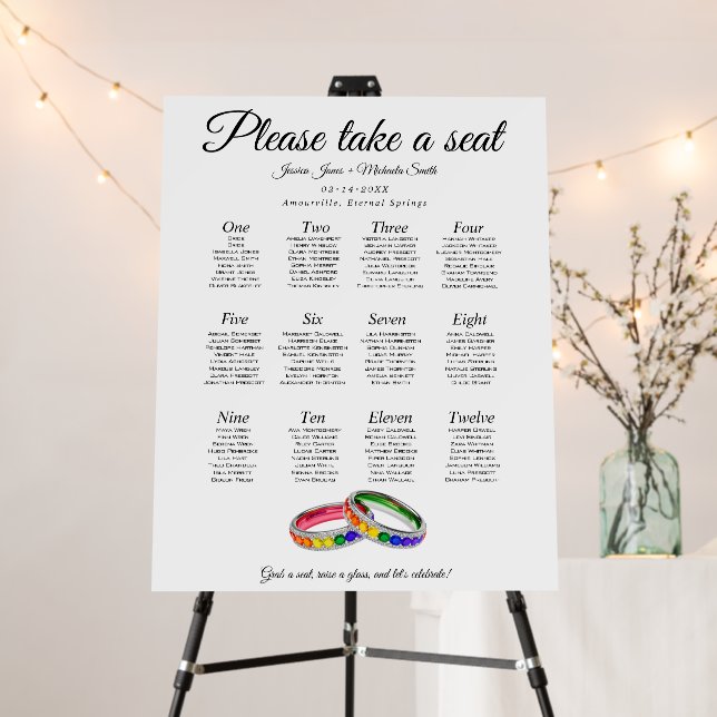 🌈8-10 pax x 12 table seating chart foam board (In Situ (Stand))