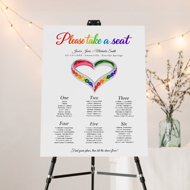8-10 pax x 6table chart Intertwined in Pride Foam Board (In Situ (Stand))