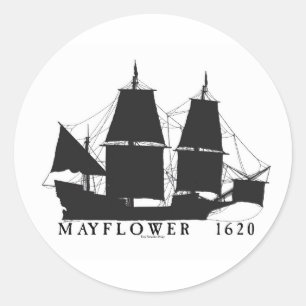 8 1620 Mayflower Classic Round Sticker
