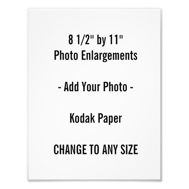 8 1/2" by 11"  Photo Enlargement (Front)