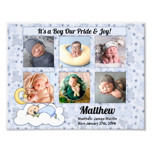 8_12x11 Its a Boy New Baby Photo Frame 6 Photos