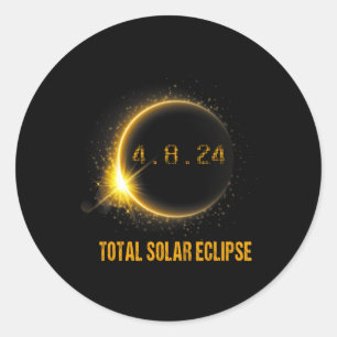 8 24 Total Solar Eclipse 2024 April 04.08.24  Classic Round Sticker
