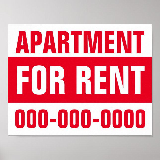 8.5" X 11" Apartment For Rent Paper Poster (Front)