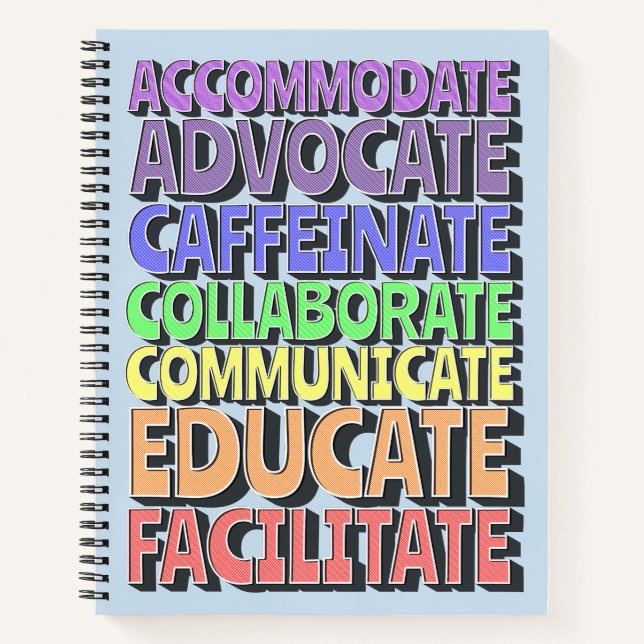 8.5 x 11 Spiral Notebook - A Teacher's Day in blue (Front)