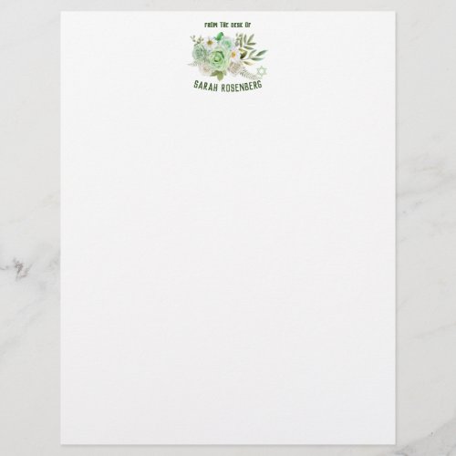 85 x 11 Stationery Paper Green Roses