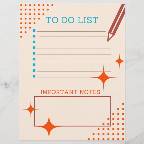 85 x 11 To Do List Journal Page Bullet Point 