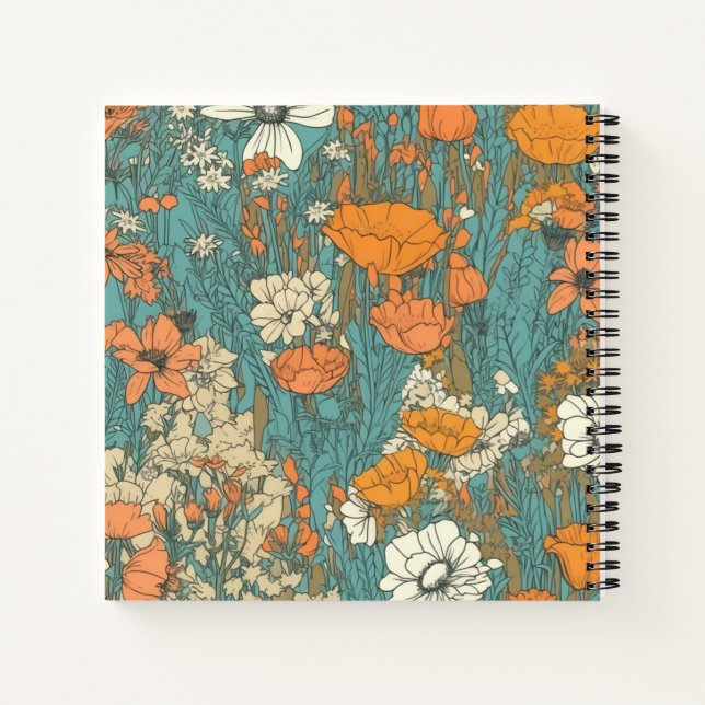 8.5" x 8.5" Hardcover Notebook: Blooming Flowers Notebook (Back)
