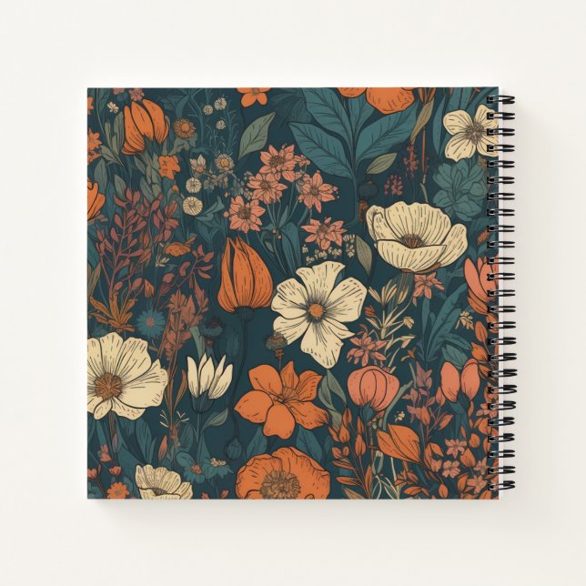 8.5" x 8.5" Hardcover Notebook: Blooming Flowers Notebook (Back)