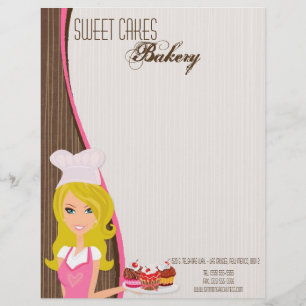 8.5x11 Blonde Baker Pink Brow Cup Cake Letter Head Letterhead