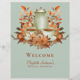 8.5x11" Boho Terracotta Sage Tea Party Event Sign