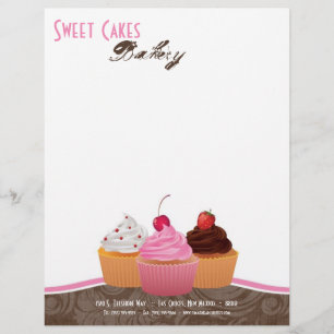 8.5x11 Cup Cakes Bakery Sweet Treats Letter Head Letterhead