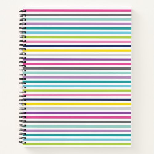 85x11 Spiral Notebook Bright and Cheerful Stripe