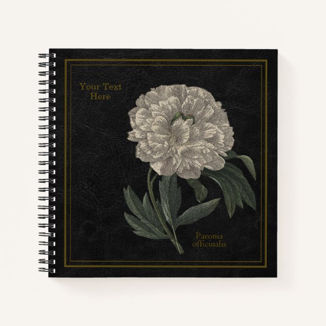 8,5x8,5" Paeonia Officinalis Black Notebook (Front)