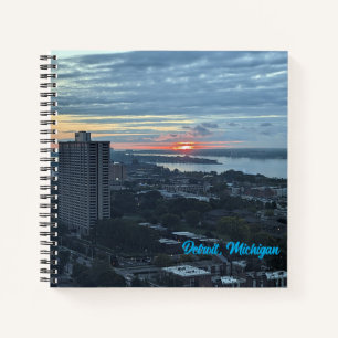 8.5X8.5 Spiral Notebook -  skyline of Detroit, MI.