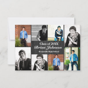 8/9 Photos Gray Wood - 3x5 Graduation Announcement