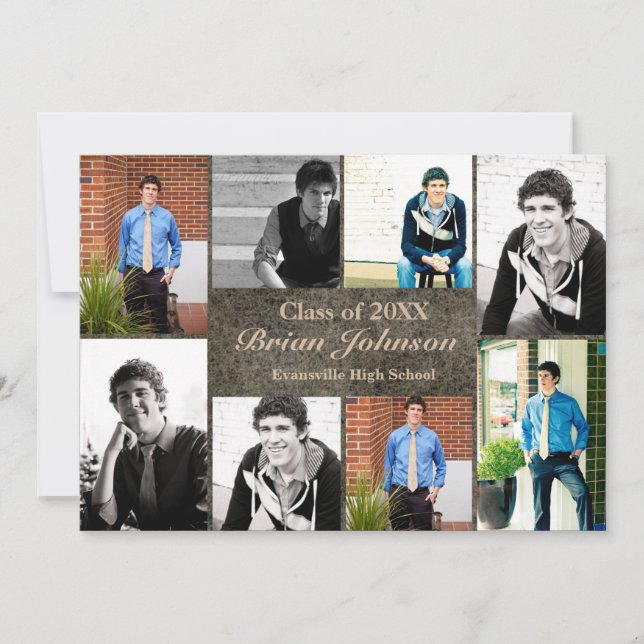 8/9 Photos Leather - Graduation Announcement (Front)
