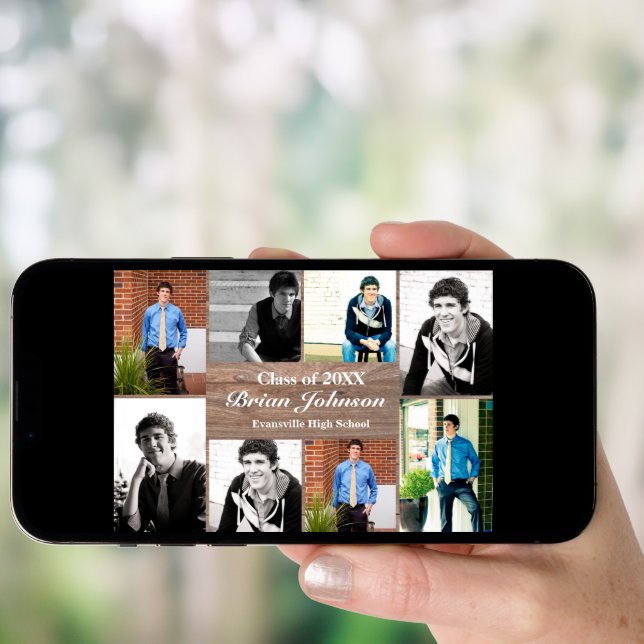 8/9 Photos Wood - 3x5 Graduation Announcement (Front Digital)