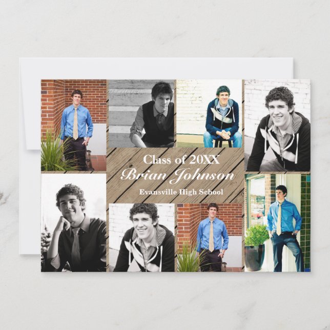 8/9 Photos Wood - Graduation Announcement (Front)