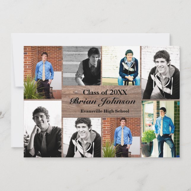 8/9 Photos Wood - Graduation Announcement (Front)