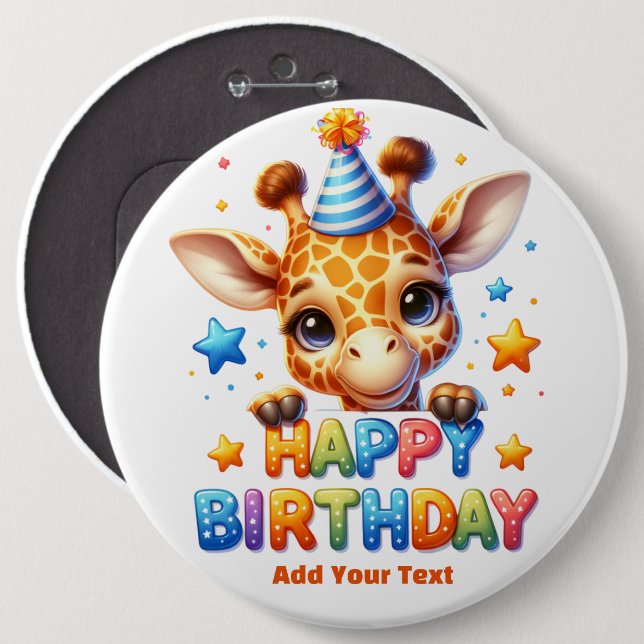 #8  Add Your Text /Happy Birthday  Button (Front & Back)