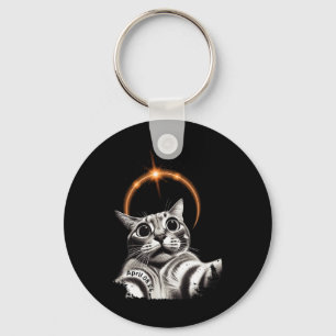 8 April 2024 Funny Selfie Cat 2024 Eclipse Totalit Keychain