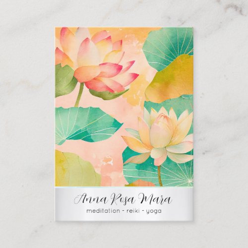 *~*  8 Art Lotus   PHOTO Nature Flowers QR AP67 Business Card