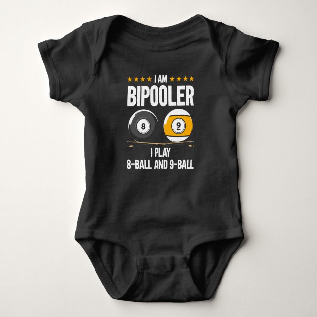 8 Ball and 9 Ball Humor Funny Billiards Baby Bodysuit (Front)