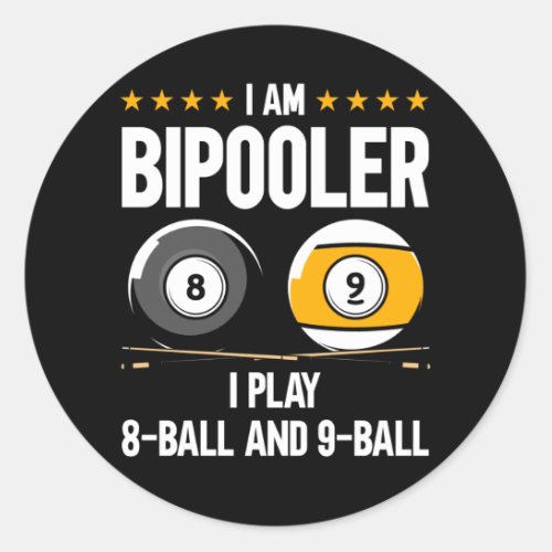 8 Ball and 9 Ball Humor Funny Billiards Classic Round Sticker
