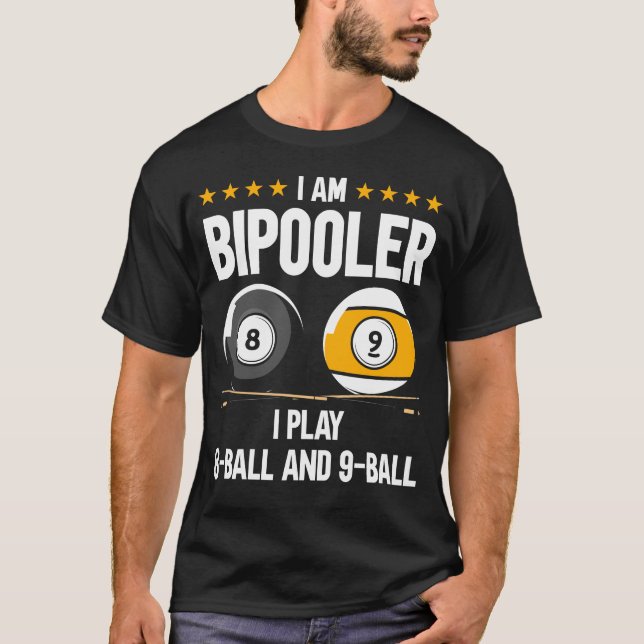 8 Ball and 9 Ball Humor Funny Billiards T-Shirt (Front)