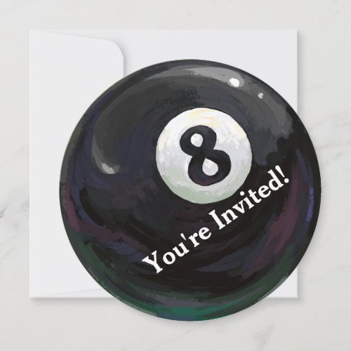 8 Ball Art Birthday Party Round Invitation