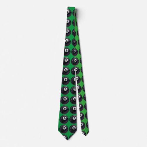 8 Ball Art Pattern Green Tie