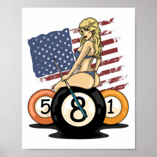 8 Ball Billiard Pool Player Eight Ball Billiards Poster