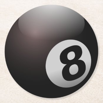 8 Ball Billiard Pool Round Paper Coaster by theunusual at Zazzle