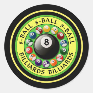 8-BALL BILLIARDS CLASSIC ROUND STICKER
