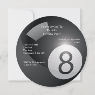 8 Ball Billiards Party Invitation