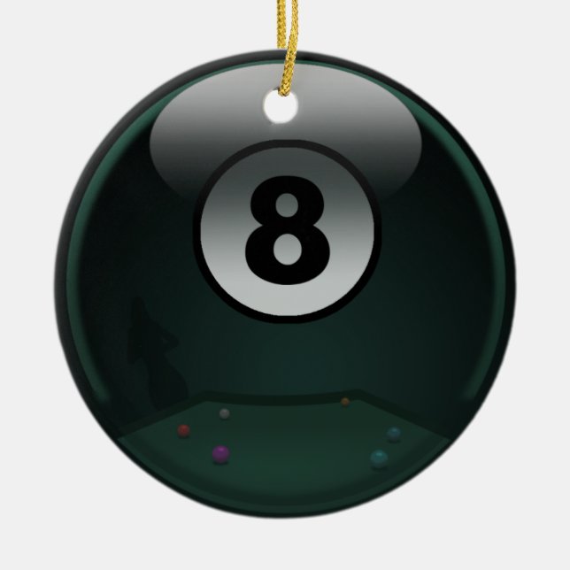 8-Ball Ceramic Ornament (Front)