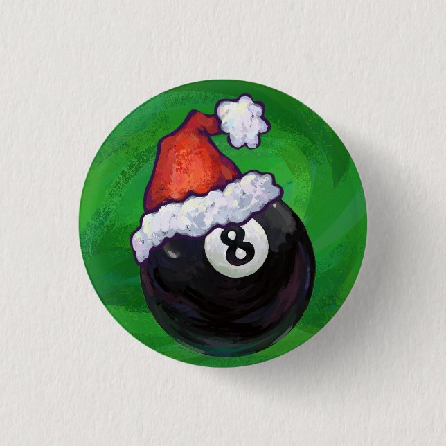 8 Ball Christmas Green Button (Front)