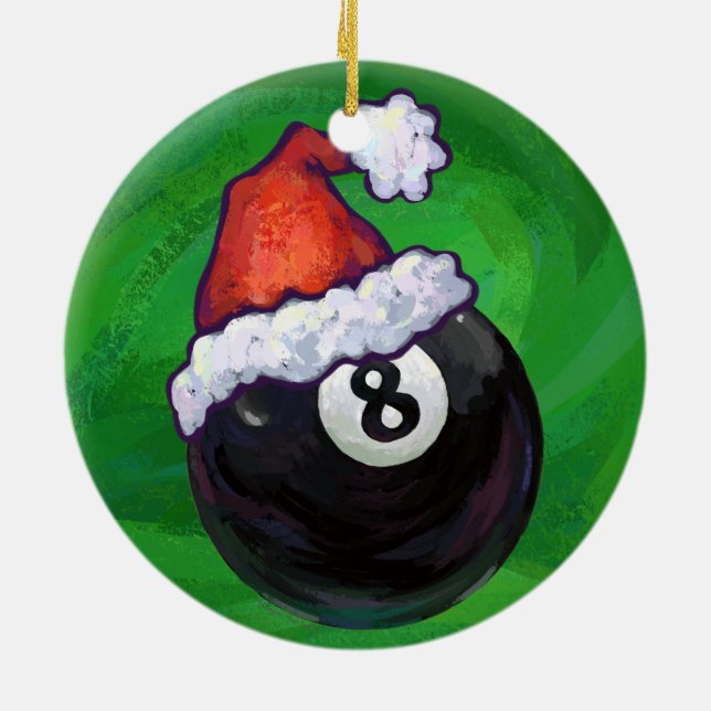 8 Ball Christmas Green Ceramic Ornament (Back)