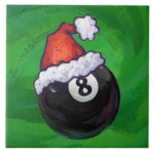 8 Ball Christmas Green Ceramic Tile