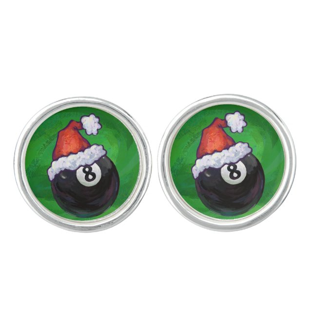 8 Ball Christmas Green Cufflinks (Front)